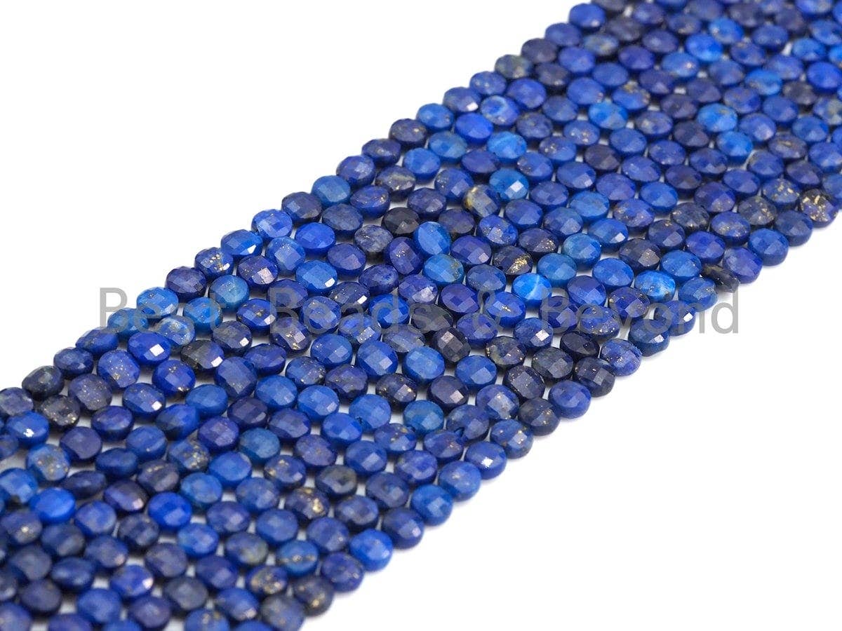 High Quality Natural Lapis Checkerboard Cut Beads, 4mm Lapis Turtle Shell Cut Beads, 16" Full Strand, Sku#U792