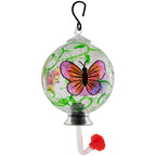 Hand-Painted Glass Hummingbird Feeder