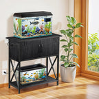 20-29 Gallon Fish Tank Stand with Cabinet for Fish Tank Accessories Storage, Metal Double Aquarium Stand, 30.71''L x 12.6''