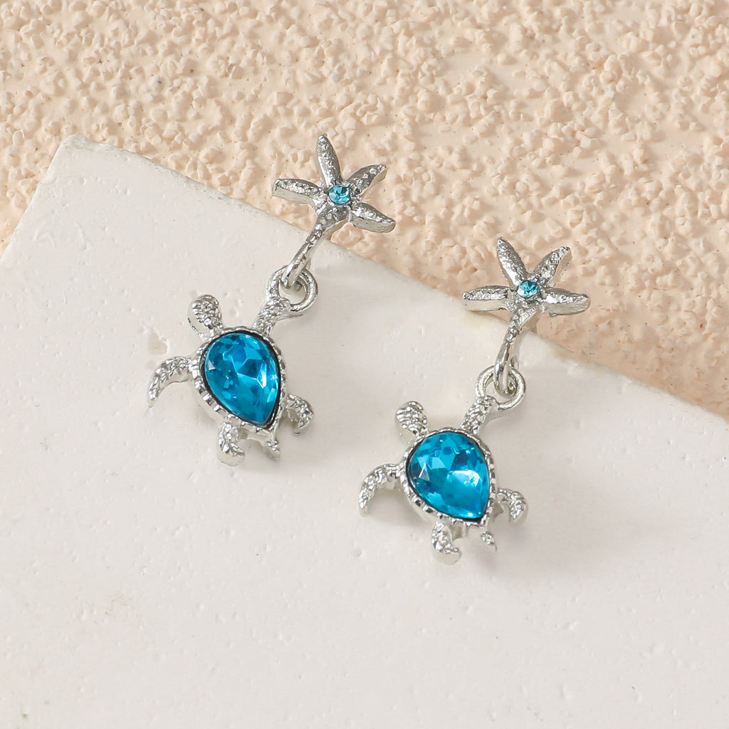 Women's Fashion Starfish Blue Sea Turtle Fresh Simple Summer Ocean Earrings
