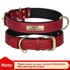 Personalized PU Leather Dog Collar with Custom Engraved ID Tag