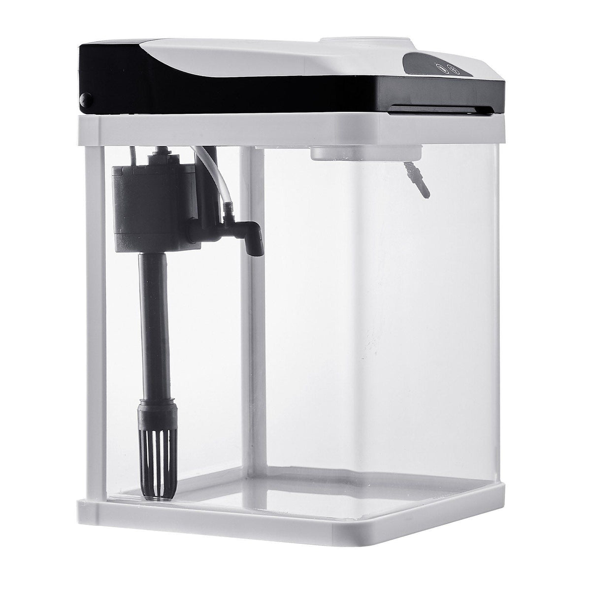 2 Gallon Fish Tank Aquarium LED Smart Square Clear Glass 7 Color Self Cleaning