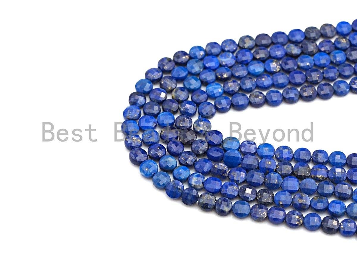High Quality Natural Lapis Checkerboard Cut Beads, 4mm Lapis Turtle Shell Cut Beads, 16" Full Strand, Sku#U792